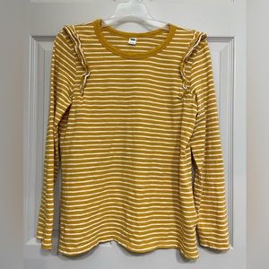 Old Navy Golden Yellow Striped Long-Sleeved Shirt